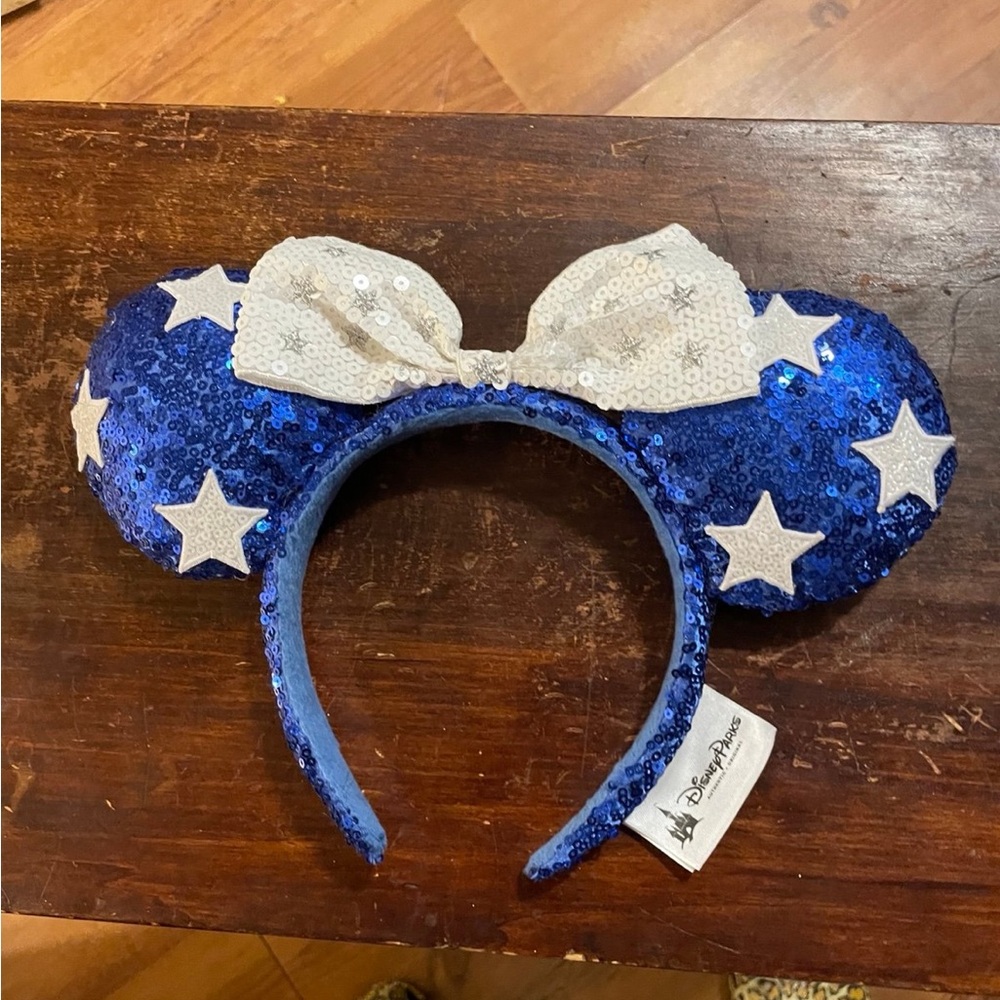 Disney Blue and White Star Sequin Minnie Ears